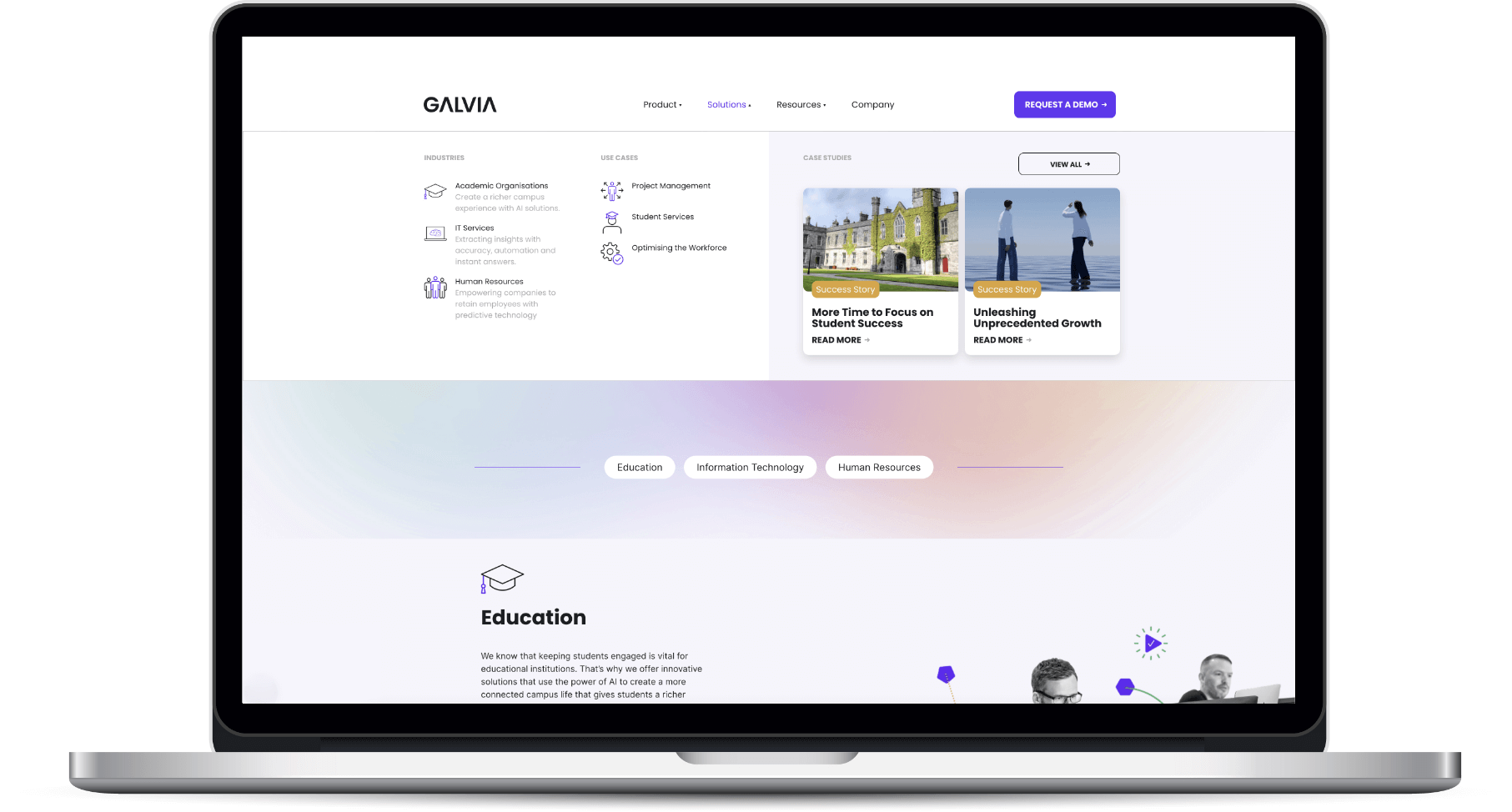 Galvia website solutions page