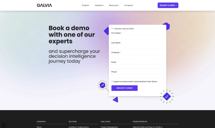 Gavia website book a demo page