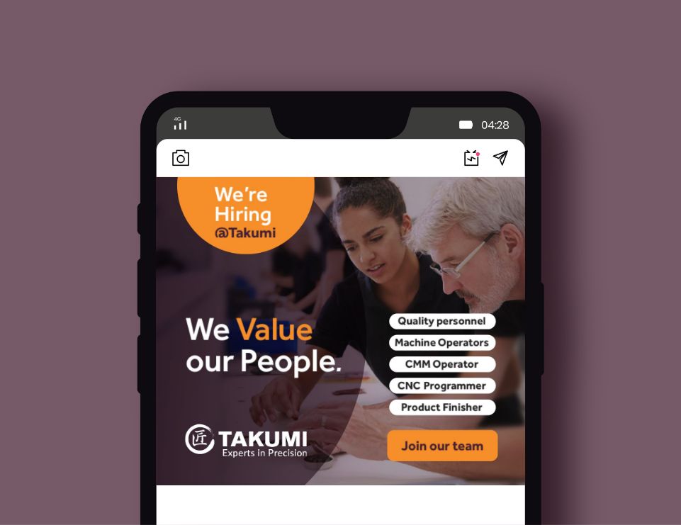 website of Takumi for hiring.